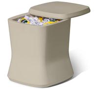 Coast Modern Outdoor Side Table Cooler - 2 in 1 Patio Decor Storage Table & Ice Chest - 25 QT - Sand