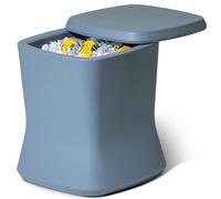 Coast Modern Outdoor Side Table Cooler - 2 in 1 Patio Decor Storage Table & Ice Chest - 25 QT - Stone Blue