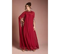 Coast Women's Muse Chiffon Cape Dress in Wine | Size: 8 Coast Wine 8