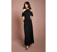 Coast Women's Muse Corsage Halterneck Pleated Maxi Dress in Black | Size: 14