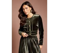 Coast Muse Cropped Velvet Jacket In Olive olive