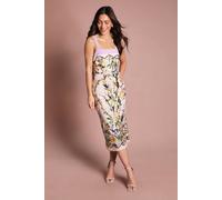 Coast Muse Floral Column Midi Dress In Nude nude