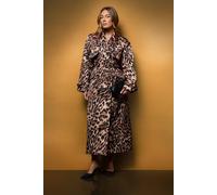 Coast Muse Leopard Printed Satin Trench Coat leopard 12