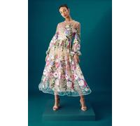 Coast Muse Long Sleeve Embroidered Maxi Dress multi 18