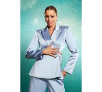 Coast Muse Premium Satin Cut Out Blazer In Pale Blue pale blue 12