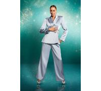 Coast Muse Satin Wide Leg Trouser In Pale Blue pale blue 10