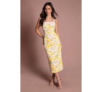 Coast Muse Sequin Floral Pencil Dress In Yellow yellow