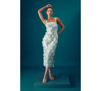 Coast Muse Strappy 3D Sequin Flower Midi Dress In Sage sage 14