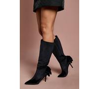 Coast Natasha Velvet Bow Back High Stiletto Heeled Knee Boots In Black black