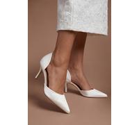 Coast Women's Nate Satin 2 Part Medium Stiletto Heel Point Court Shoes in White | Size: 7