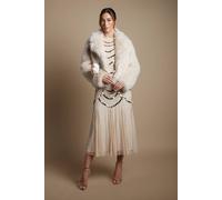 Coast Women's Natural Occasion Short Faux Fur Coat | Size: 14