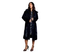 Coast Women's Navy Faux Fur Longline Collared Coat | Size: 12 Coast Navy 12