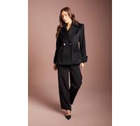 Coast Women's Navy Wide Collar Button Detail Coat in Black | Size: 18