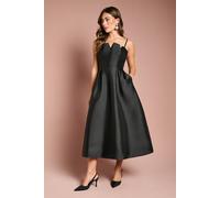 Coast Notch Neck Detail Twill Midi Dress In Black black
