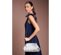 Coast Oak Metallic Ruched Clutch Bag In Silver silver One Size