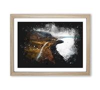 Coast Of Isle Of Skye In Scotland Paint Splash Modern Art Framed Print | A2 Oak Framed Wall Art | Ready to Hang | Modern Beach Picture | Living Room Bedroom Lounge Office