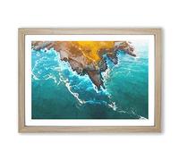 Coast of Santander in Austria Framed Print | A2 Oak Framed Wall Art | Ready to Hang | Modern Beach Picture | Living Room Bedroom Lounge Office