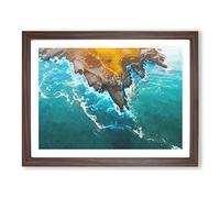 Coast Of Santander In Austria Modern Art Framed Print | A4 Walnut Framed Wall Art | Ready to Hang | Modern Beach Picture | Living Room Bedroom Lounge Office
