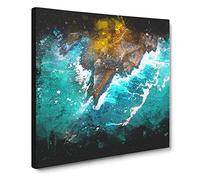 Coast of Santander in Austria Paint Splash Canvas Print | Gallery Wrapped 30mm Frame Wall Art | 20x20 inches | Ready to Hang | Modern Seascape Picture | Living Room Bedroom Lounge Office