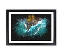 Coast of Santander in Austria Paint Splash Framed Print | A2 Black Framed Wall Art | Ready to Hang | Modern Beach Picture | Living Room Bedroom Lounge Office