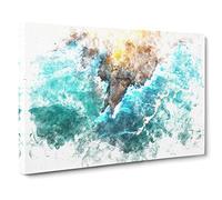 Coast Of Santander In Austria Watercolour Canvas Print | Gallery Wrapped 30mm Frame Wall Art | 24x16 inches | Ready to Hang | Modern Seascape Picture | Living Room Bedroom Lounge Office