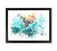 Coast Of Santander In Austria Watercolour Modern Framed Print | A2 Black Framed Wall Art | Ready to Hang | Modern Beach Picture | Living Room Bedroom Lounge Office