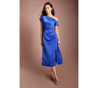 Coast Women's Off Shoulder Satin Side Tie Midi Dress in Cobalt | Size: 10