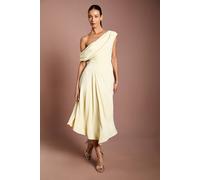 Coast Women's Off The Shoulder Asymmetric Lightweight Crepe Midi Dress in Butter | Size: 14