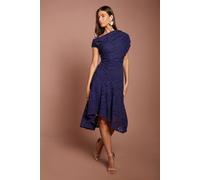 Coast Women's Off The Shoulder Lace Hi Lo Dress in Navy | Size: 14