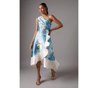 Coast One Shoulder Seam Detail Ruffle Midi Dress In Light Blue light blue 10