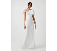 Coast One Shoulder Statement Bow Sequin Lace Wedding Dress In Ivory ivory 8
