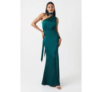 Coast One Shoulder Tie Neck Satin Bridesmaid Dress In Emerald emerald 12