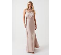 Coast Women's One Shoulder Tie Neck Satin Bridesmaid Dress in Mocha | Size: 14 Coast Mocha 14