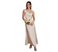 Coast One Shoulder Wrap Bodice Maxi Bridesmaid Dress, 18, Champagne