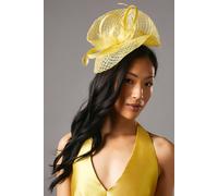 Coast Open Weave Bow And Feather Fascinator In Yellow yellow One Size