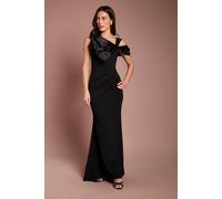Coast Organza Bow One Shoulder Scuba Crepe Maxi Dress In Black black