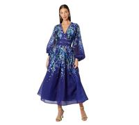 Coast Women's Organza Floral Placement Lace Trim Midaxi Dress in Navy | Size: 10 Coast Navy 10