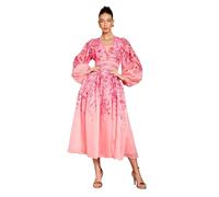 Coast Organza Floral Placement Lace Trim Midaxi Dress, 10, Pink