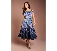 Coast Women's Organza Floral Ruffle Fan Detail Top in Navy | Size: 10 Coast Navy 10
