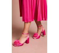 Coast Paloma Corsage Detail High Block Heeled Sandals, 5, Pink