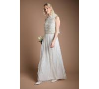 Coast Pearl Beaded Overlay Georgette Wedding Dress In Ivory ivory 10