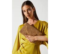 Coast Pearl Beaded Scallop Clutch Bag With Shoulder Strap In Gold gold One Size