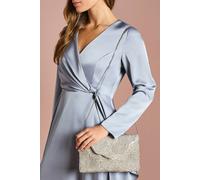 Coast Pearl Beaded Scallop Clutch Bag With Shoulder Strap, One Size, silver