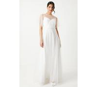 Coast Pearl Embellished Mesh Wedding Dress In Ivory ivory 8