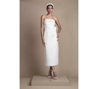 Coast Pearl Trim Bandeau Column Wedding Dress With Bow In Ivory ivory