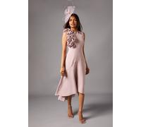 Coast Petite 3D Corsage High Low Dress In Dusky Pink dusky pink 4