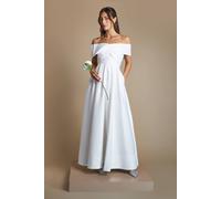 Coast Petite Bardot Origami Satin Wedding Dress In Ivory ivory