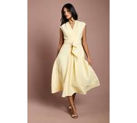 Coast Petite Belted Crepe Dress, 10, Lemon