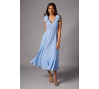 Coast Petite Bow Shoulder Embellished Midi Dress In Cornflower Blue cornflower blue 8