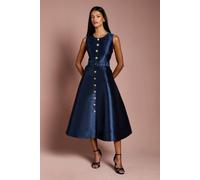 Coast Women's Petite Button Through Belted Prom Dress in Navy | Size: 16